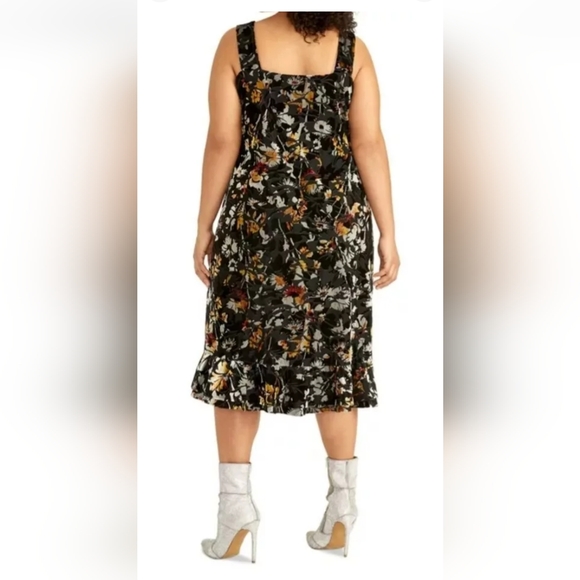 Whimsigoth Retro Coquette Floral Burnout Velvet Ruffle Swinger Party Dress Sz 1X - Picture 2 of 6